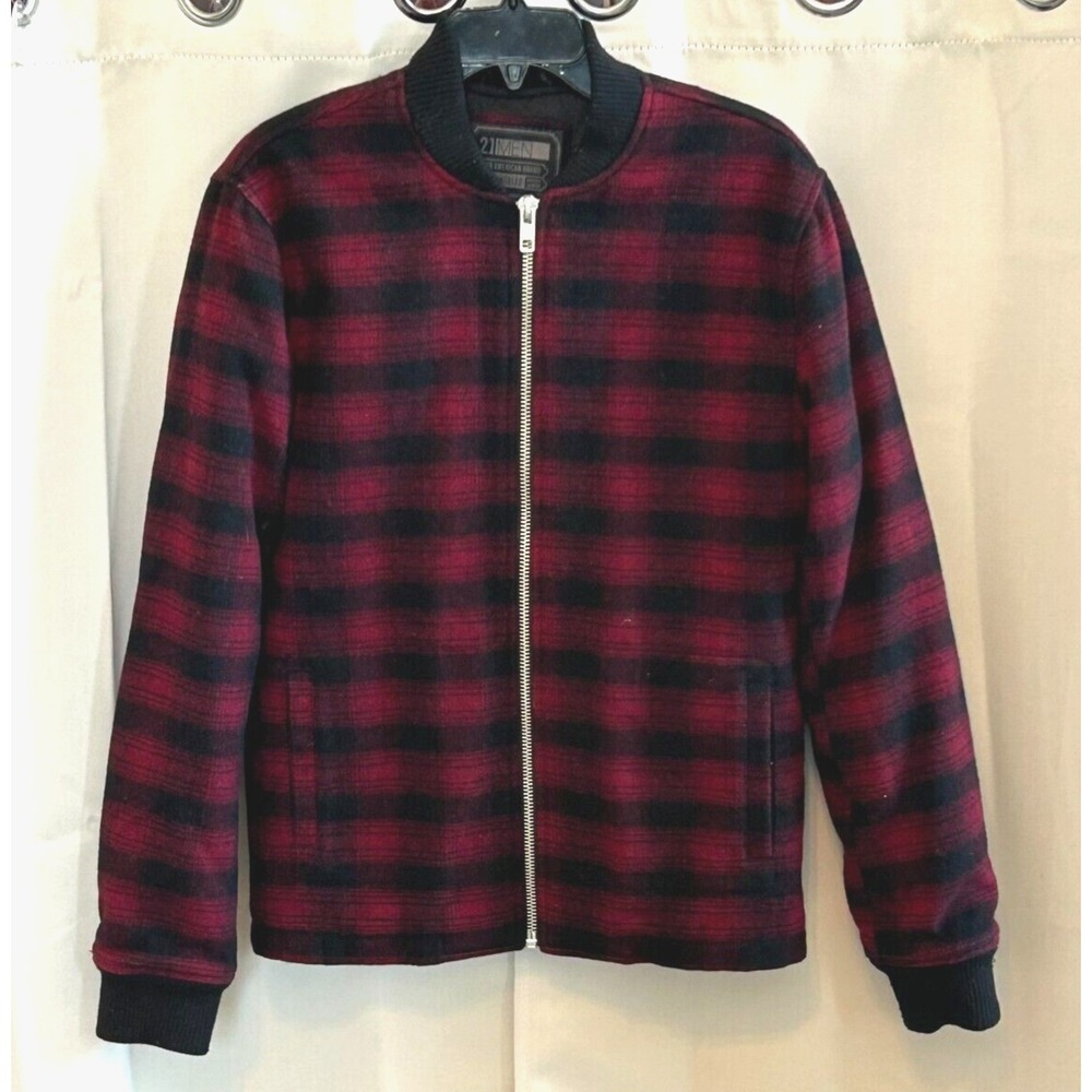 21 Men Jacket Buffalo Plaid Wool Blend Jacket Oversize XS Outdoor Full Zip 16986